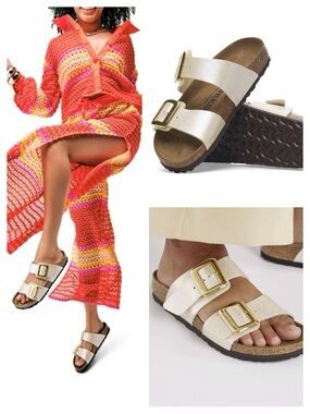 NWT/NWOB Birkenstock Sydney Luxe Buckle in Graceful Pearl White